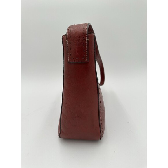 Vintage Fossil Red Genuine Leather Bucket Shoulder Purse Bag - Picture 3 of 10